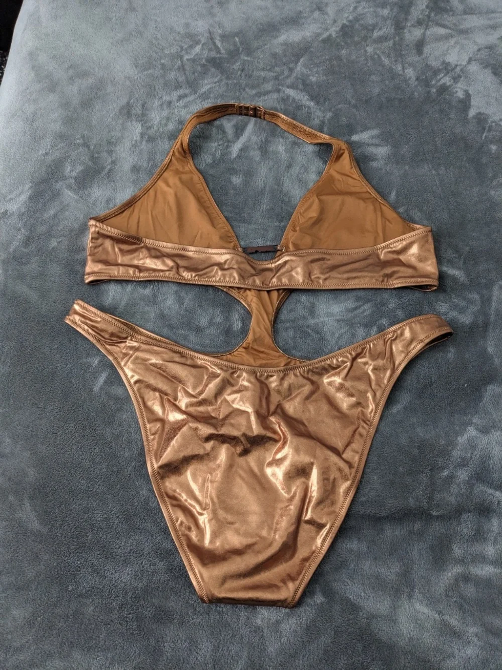 NWT Skims Metalic Swim Halter Monokini - Size 3XL